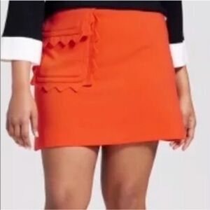Victoria Beckham Target 3X Orange Twill Skirt Plus Size Scallop Trim Pocket NWT